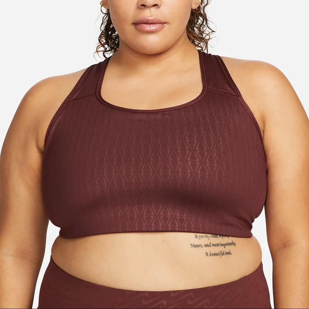 Nike Dri-Fit Swoosh Medium Support Racerback Sports Bra Bronze 2X